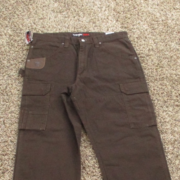 Wrangler Riggs Pants Men's 34x32 Brown Ranger Cargo Ripstop Relaxed Work Wear - Picture 3 of 10